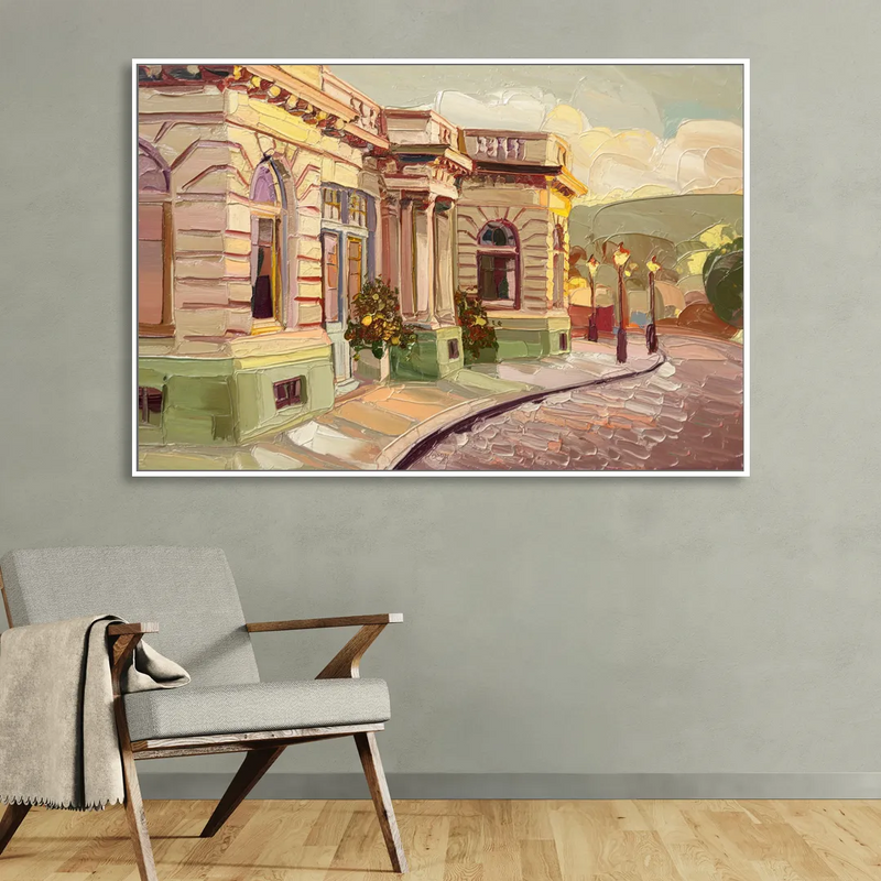 Dunedin Historic Architecture Sitting Room - White Canvas Wall Art