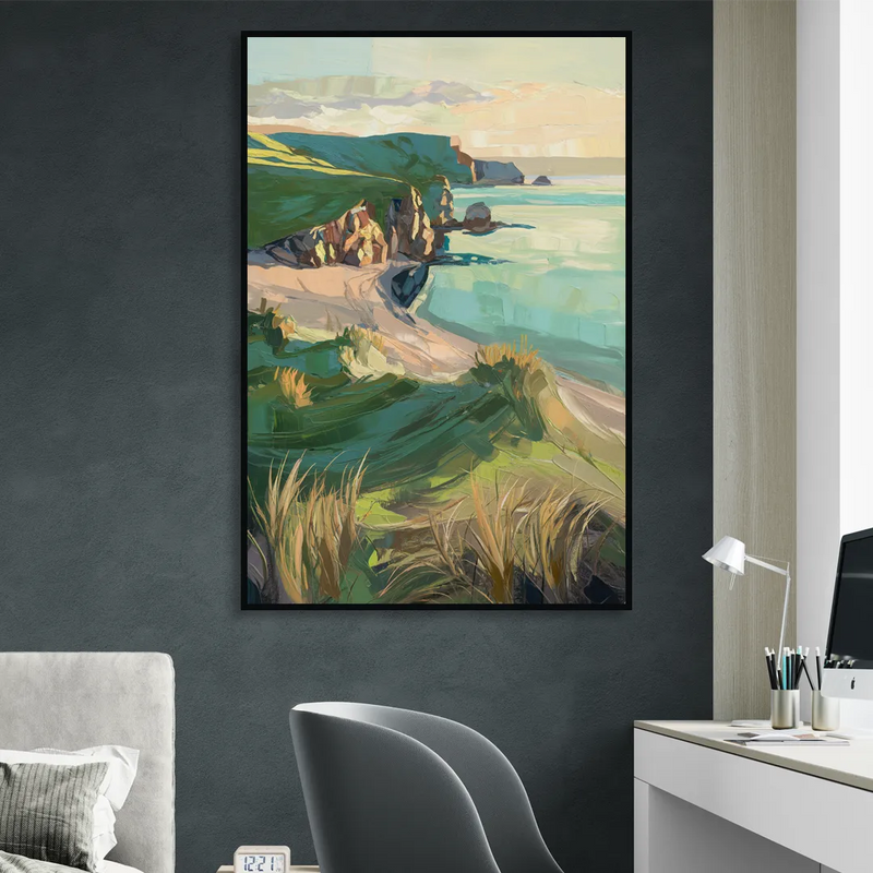 Dunedin Otago Peninsula Sitting Room - Black Canvas Wall Art