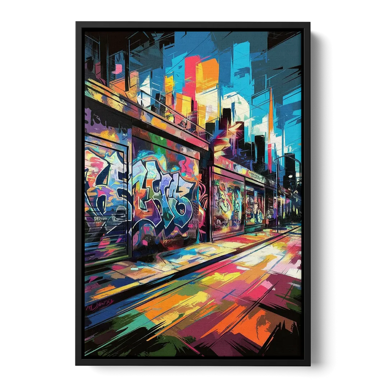 Dunedin Street Art Vibes Front - Black Canvas Wall Art