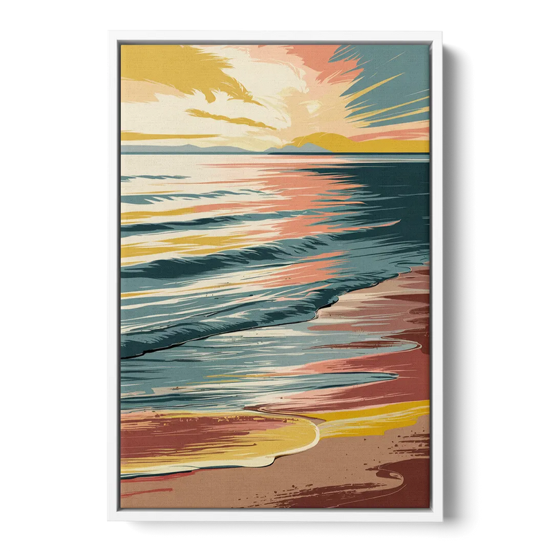 Dunedin Sunset Over Water Front - White Canvas Wall Art
