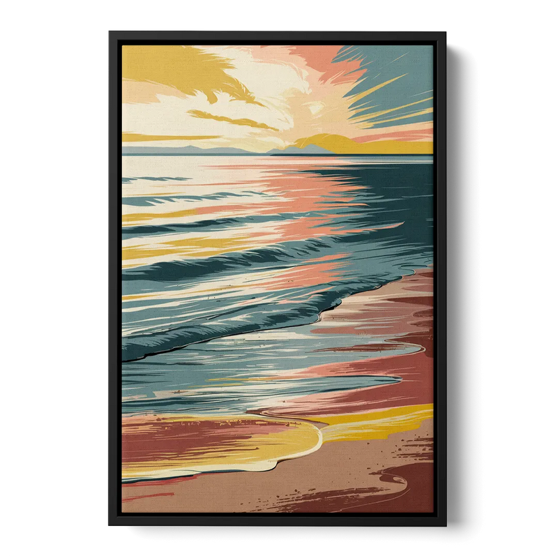 Dunedin Sunset Over Water Front - Black Canvas Wall Art