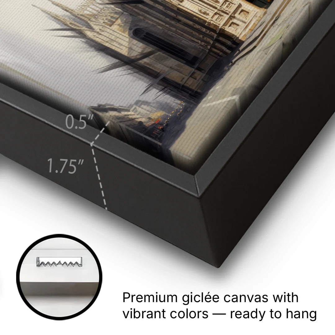 Duomo Majesty - Black Framed Canvas Wall Art - Gallery Wrap Corner