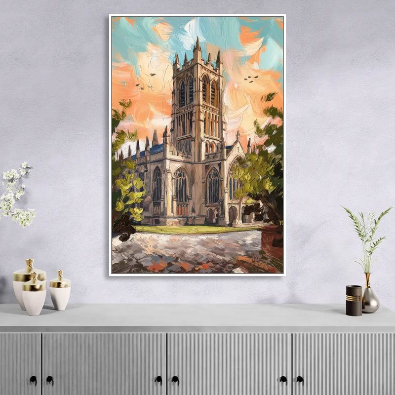 Durham Historic Architecture Sitting Room - White Canvas Wall Art