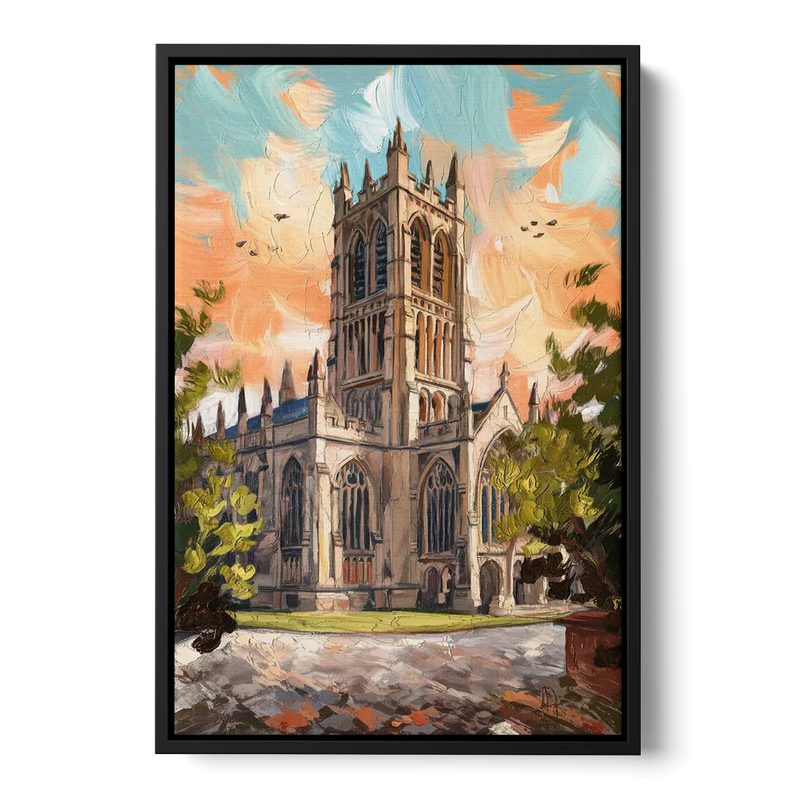 Durham Historic Architecture Front - Black Canvas Wall Art
