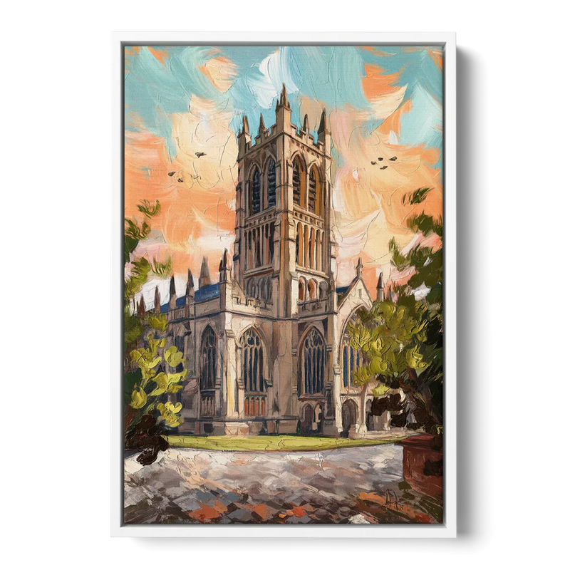 Durham Historic Architecture Front - White Canvas Wall Art