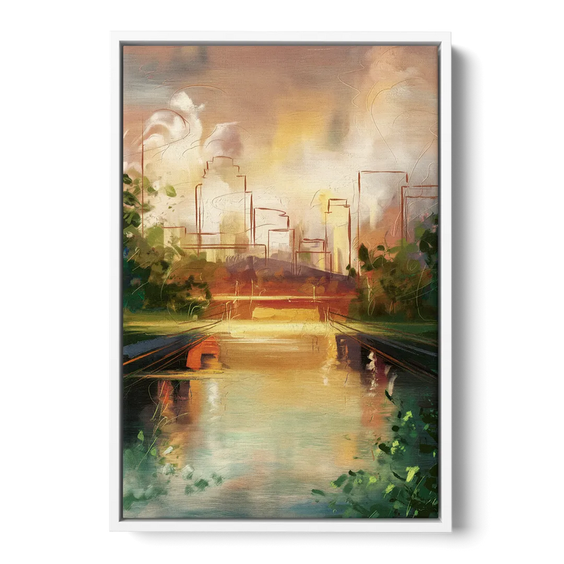 Durham Riverwalk Serenity Front - White Canvas Wall Art