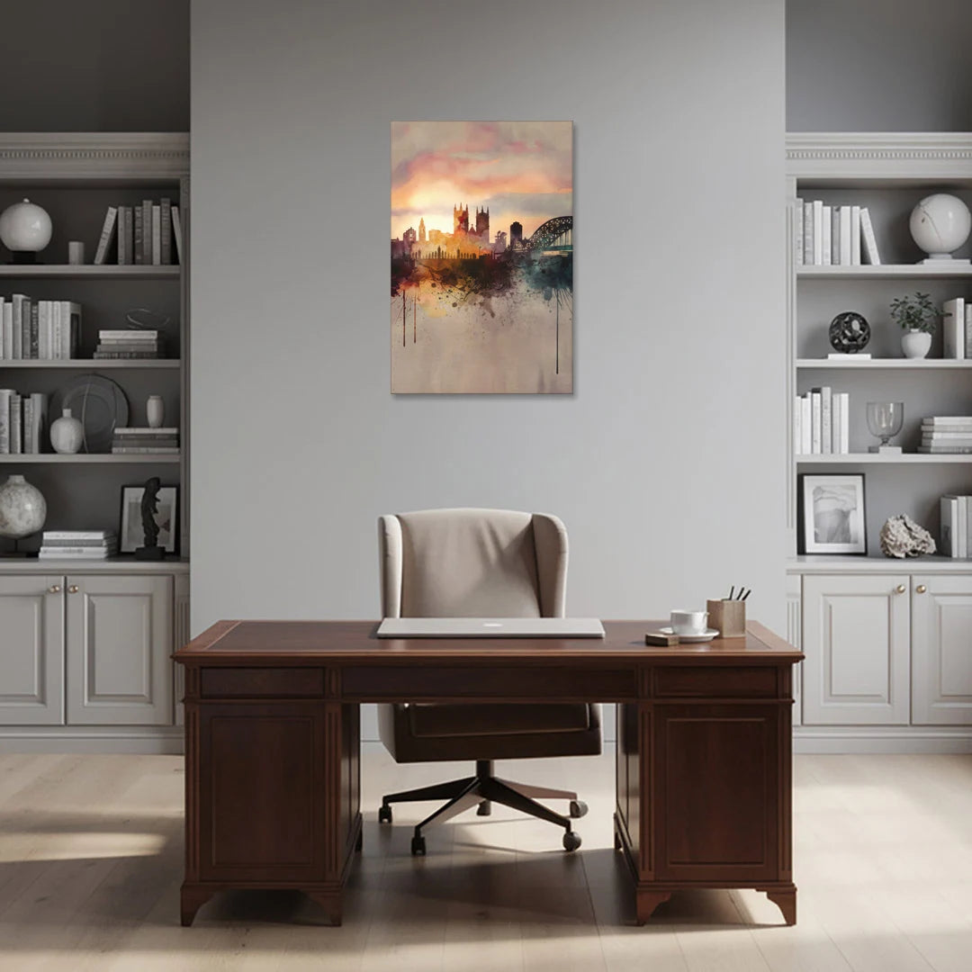 Durham Skyline at Sunset - Canvas Wall Art - Office - 24x36