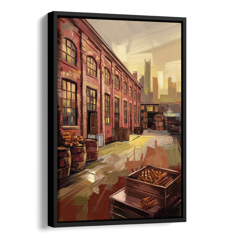 Durham Tobacco Warehouse Charm Side - Black Canvas Wall Art