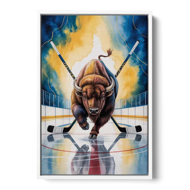 Dynamic Buffalo Sabres Action Front - White Canvas Wall Art