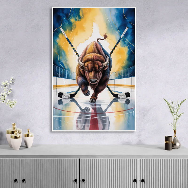 Dynamic Buffalo Sabres Action Sitting Room - White Canvas Wall Art