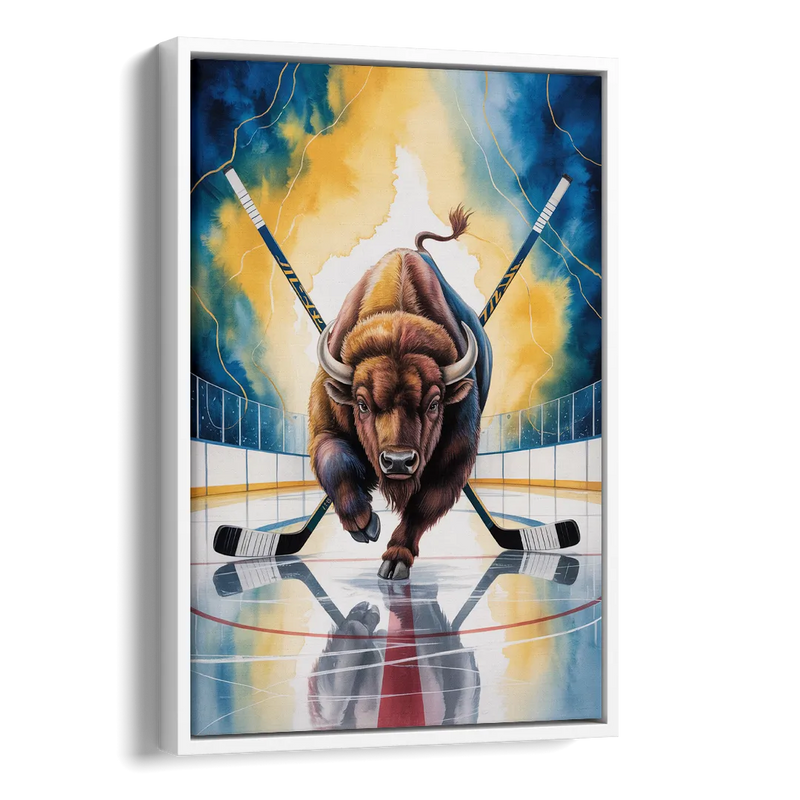 Dynamic Buffalo Sabres Action Side - White Canvas Wall Art