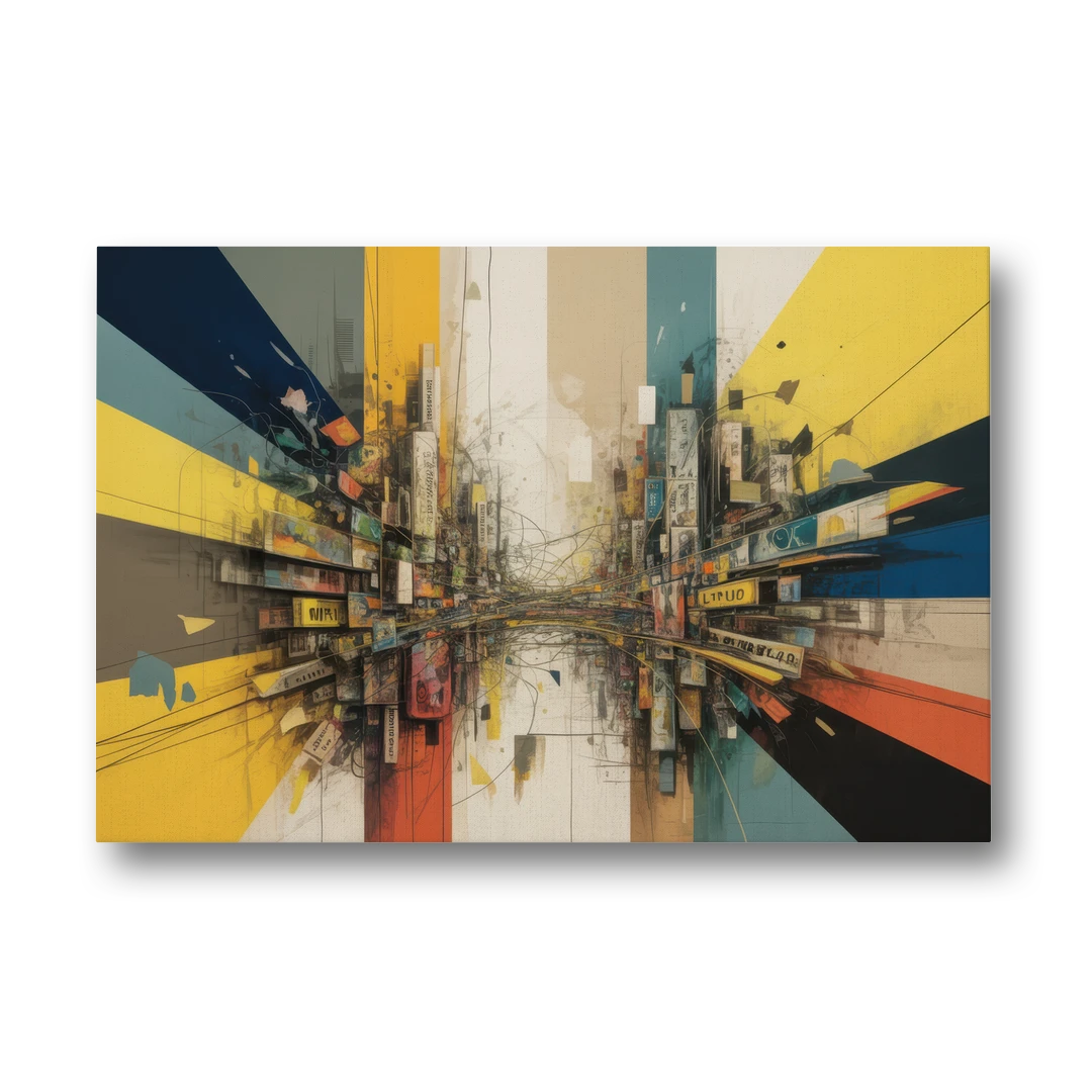 Dynamic City Layers Yellow Abstract - Canvas Wall Art - Front