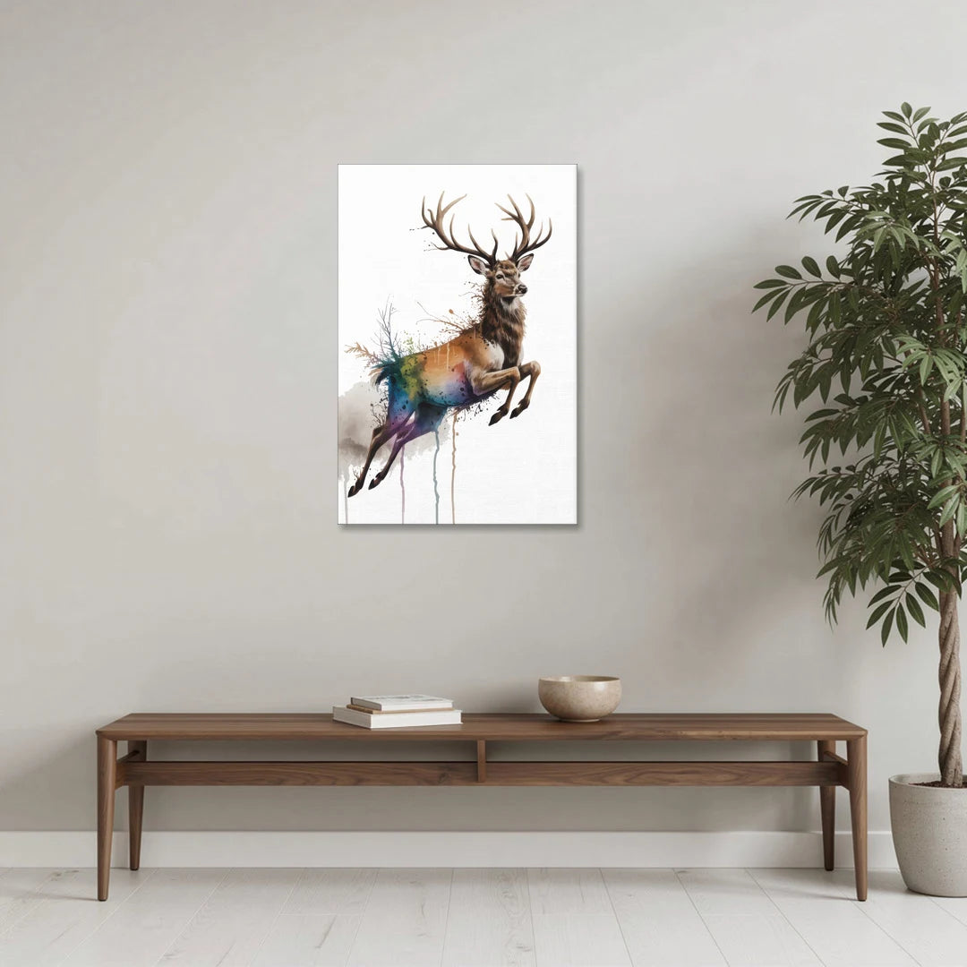 Dynamic Deer Leap - Canvas Wall Art - Coffee Table - 24x36