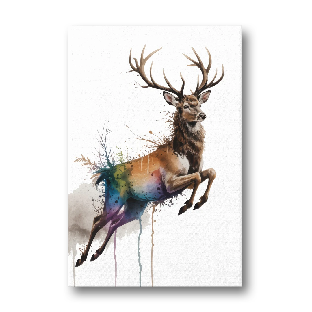 Dynamic Deer Leap - Canvas Wall Art - Front