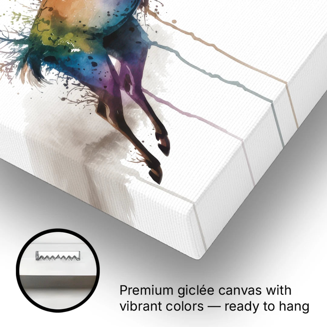 Dynamic Deer Leap - Canvas Wall Art - Gallery Wrap Corner