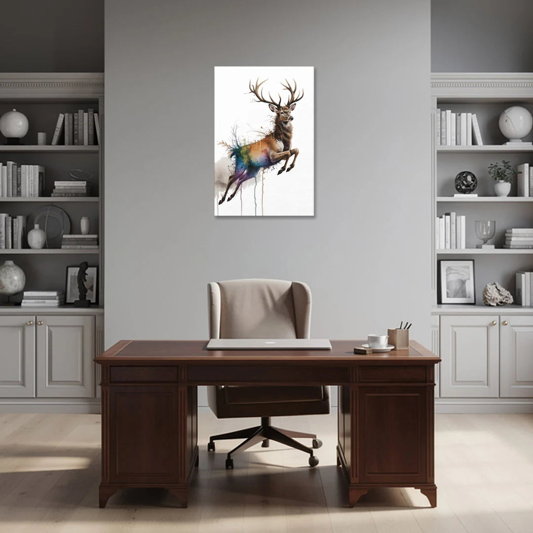 Dynamic Deer Leap - Canvas Wall Art - Office - 24x36