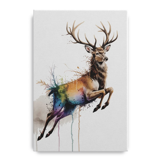 Dynamic Deer Leap - Canvas Wall Art