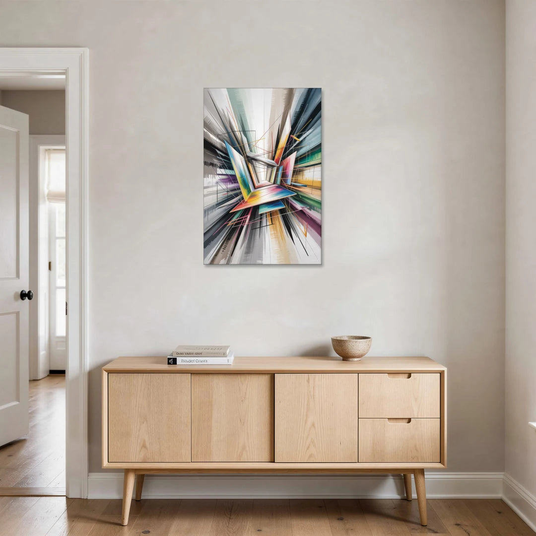 Dynamic Elegance Grey and Silver Abstract - Canvas Wall Art - Coffee Table - 24x36