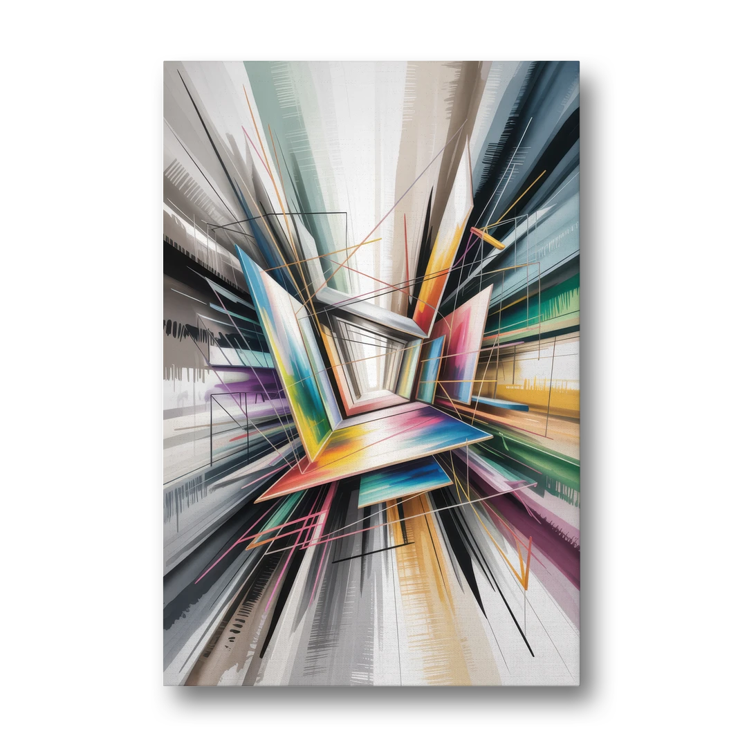 Dynamic Elegance Grey and Silver Abstract - Canvas Wall Art - Front