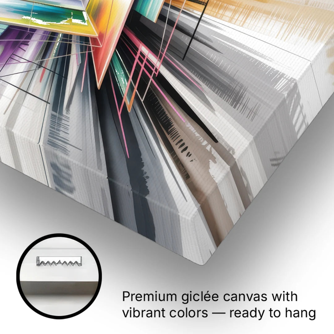 Dynamic Elegance Grey and Silver Abstract - Canvas Wall Art - Gallery Wrap Corner