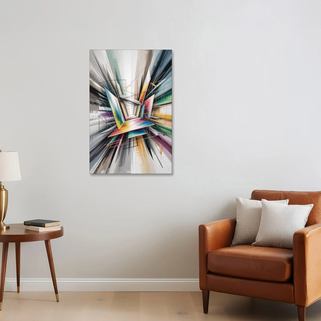 Dynamic Elegance Grey and Silver Abstract - Canvas Wall Art - Sofa - 24x36