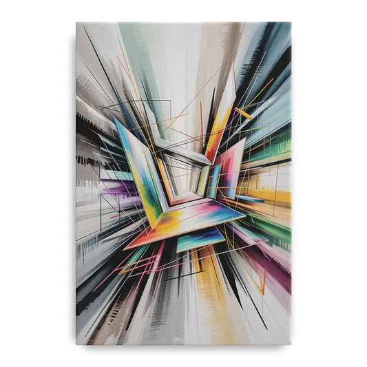 Dynamic Elegance Grey and Silver Abstract - Canvas Wall Art