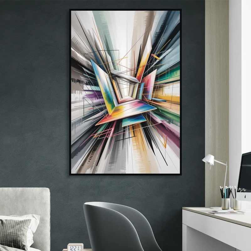 Dynamic Elegance Grey and Silver Abstract Sitting Room - Black Canvas Wall Art