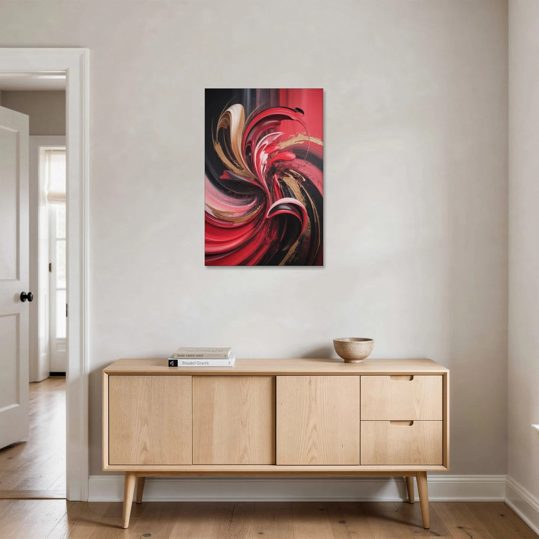 Dynamic Swirl Red Abstract - Canvas Wall Art - Coffee Table - 24x36