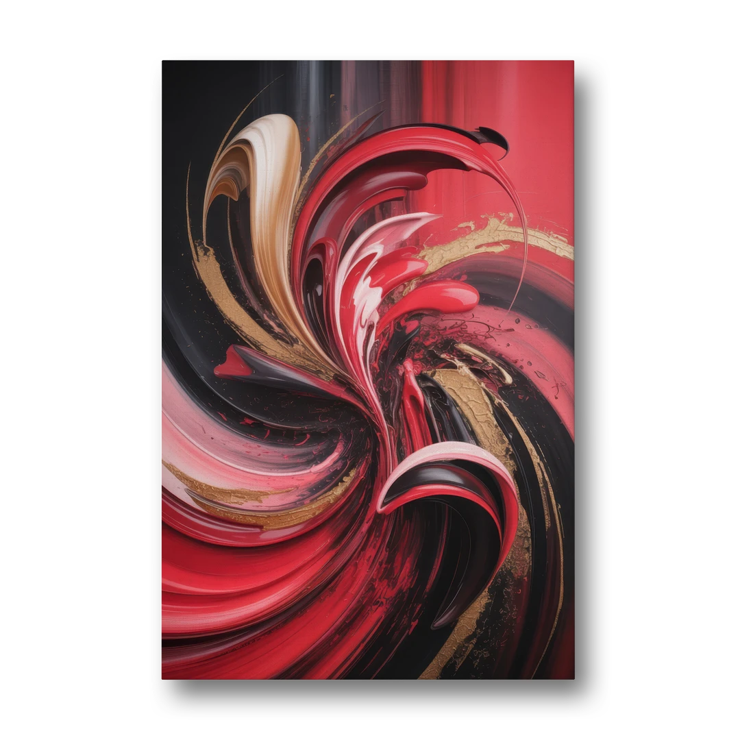 Dynamic Swirl Red Abstract - Canvas Wall Art - Front