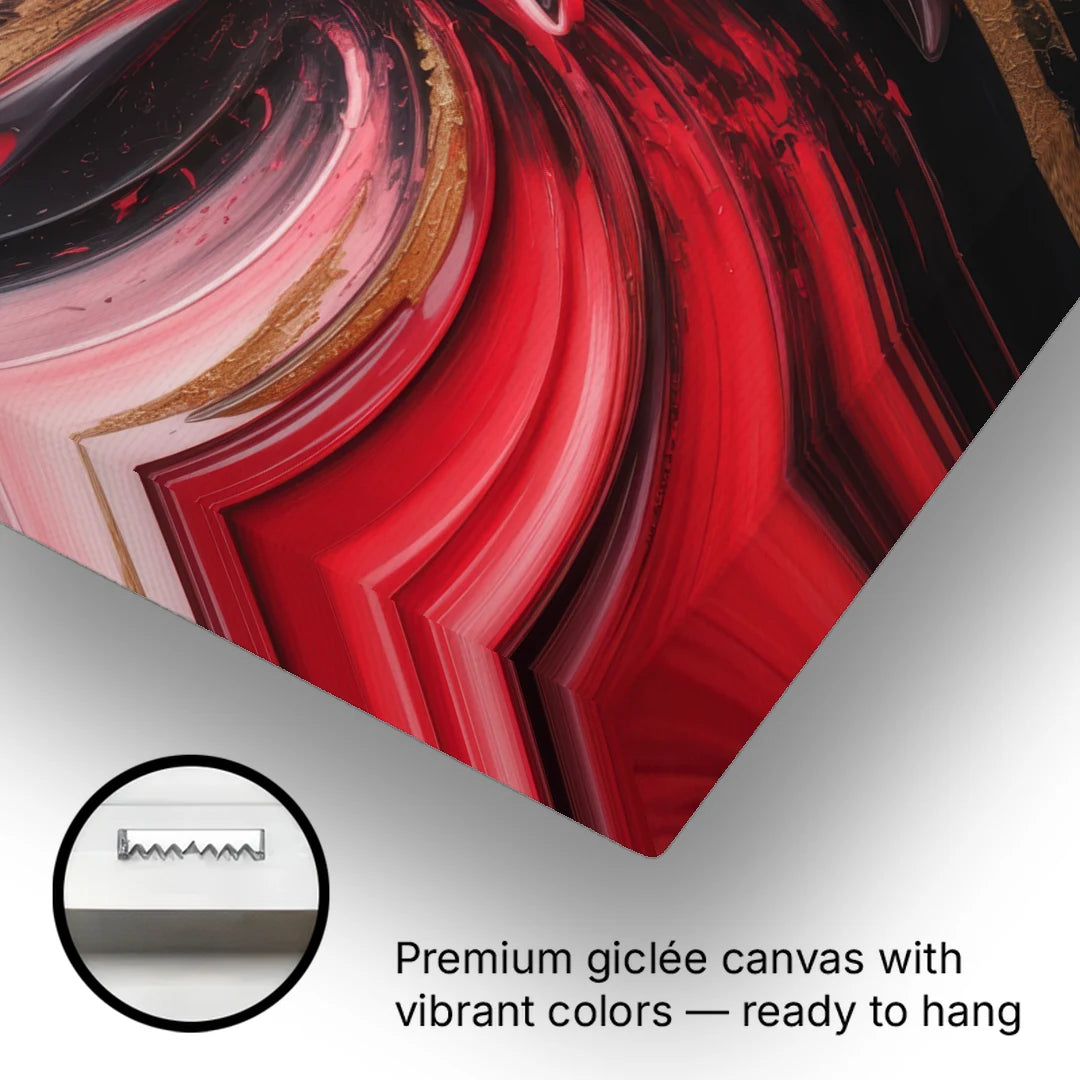 Dynamic Swirl Red Abstract - Canvas Wall Art - Gallery Wrap Corner