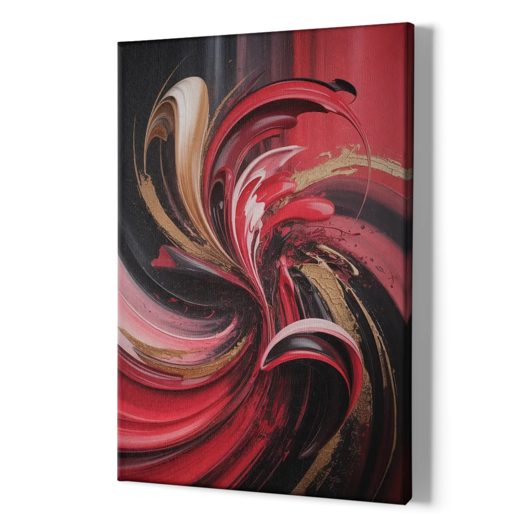 Dynamic Swirl Red Abstract - Canvas Print Art Sides