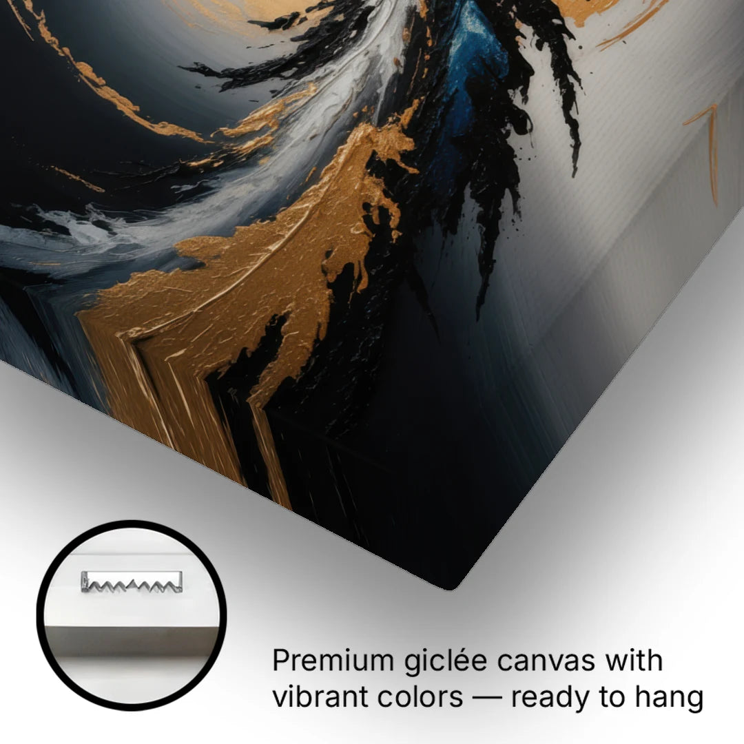 Eclipse Convergence Black Abstract - Canvas Wall Art - Gallery Wrap Corner
