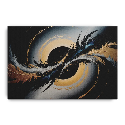 Eclipse Convergence Black Abstract - Canvas Wall Art
