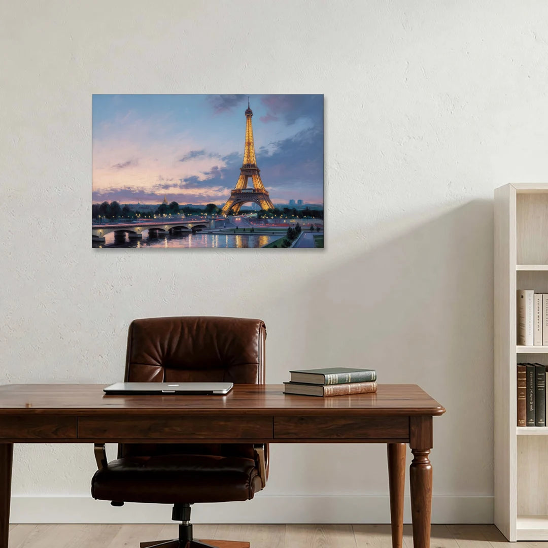 Eiffel Tower Twilight - Canvas Wall Art - Office - 36x24