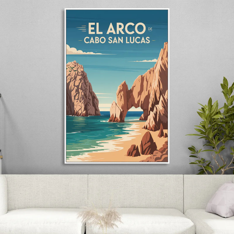 El Arco de Cabo San Lucas Living Room - White Canvas Wall Art