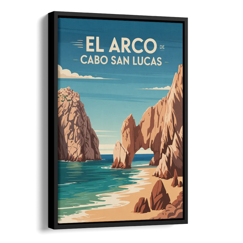 El Arco de Cabo San Lucas Side - Black Canvas Wall Art