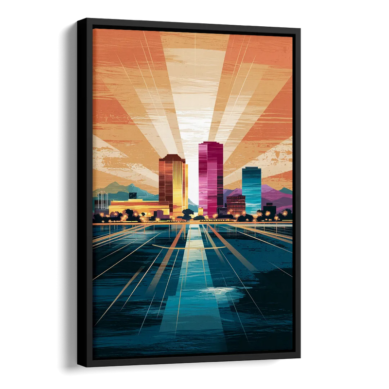 El Paso Downtown Vibes Side - Black Canvas Wall Art