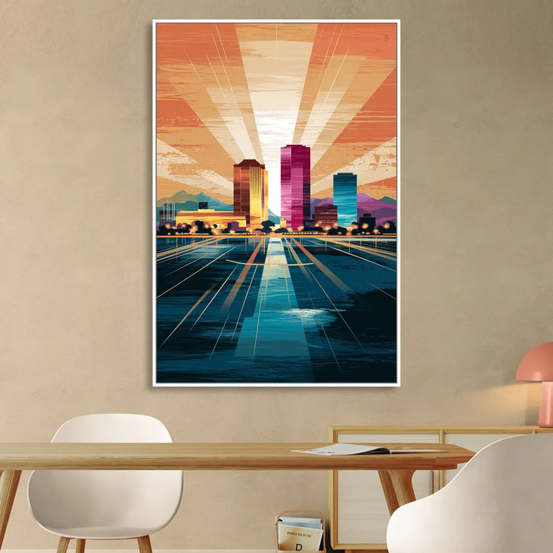 El Paso Downtown Vibes Living Room - White Canvas Wall Art