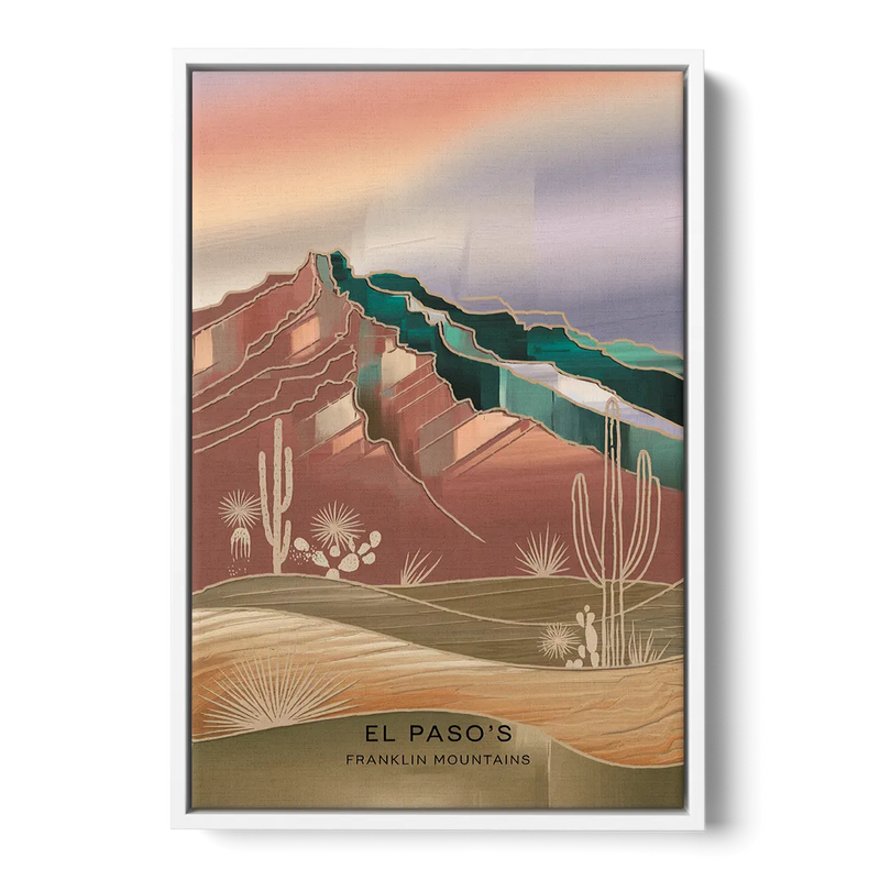 El Paso Franklin Mountains Front - White Canvas Wall Art