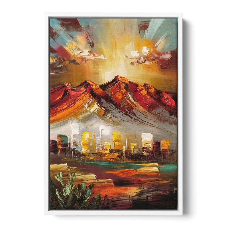 El Paso Mountain Horizon Front - White Canvas Wall Art