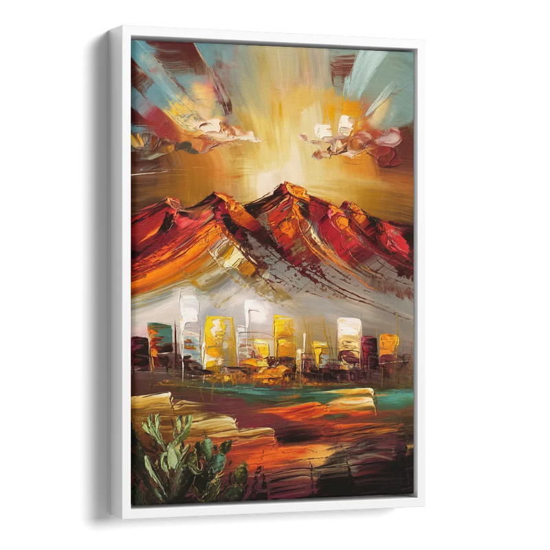 El Paso Mountain Horizon Side - White Canvas Wall Art