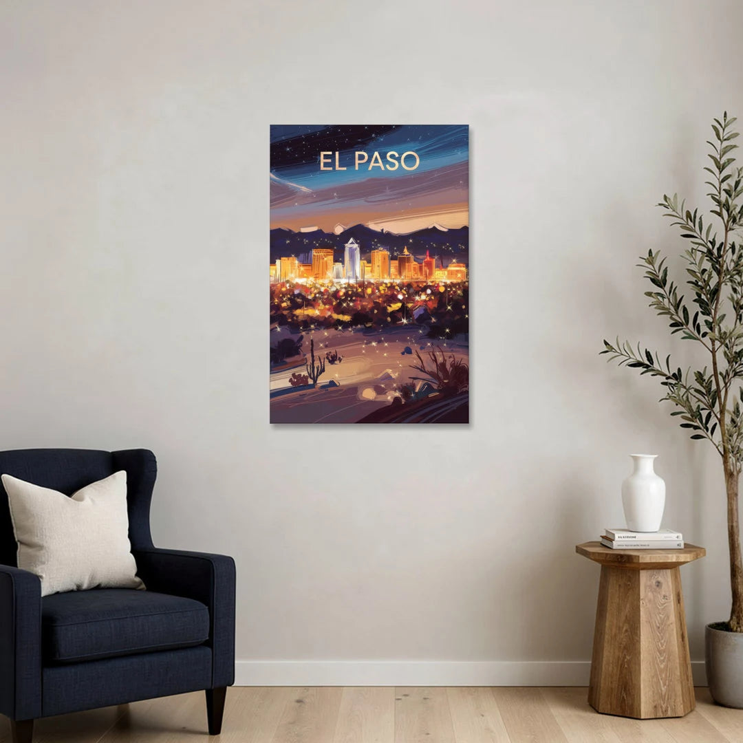 El Paso Night Lights - Canvas Wall Art - Sofa - 24x36
