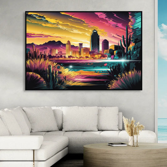 El Paso Scenic Landscape Living Room - Black Canvas Wall Art