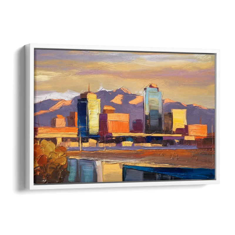 El Paso Skyline View Side - White Canvas Wall Art