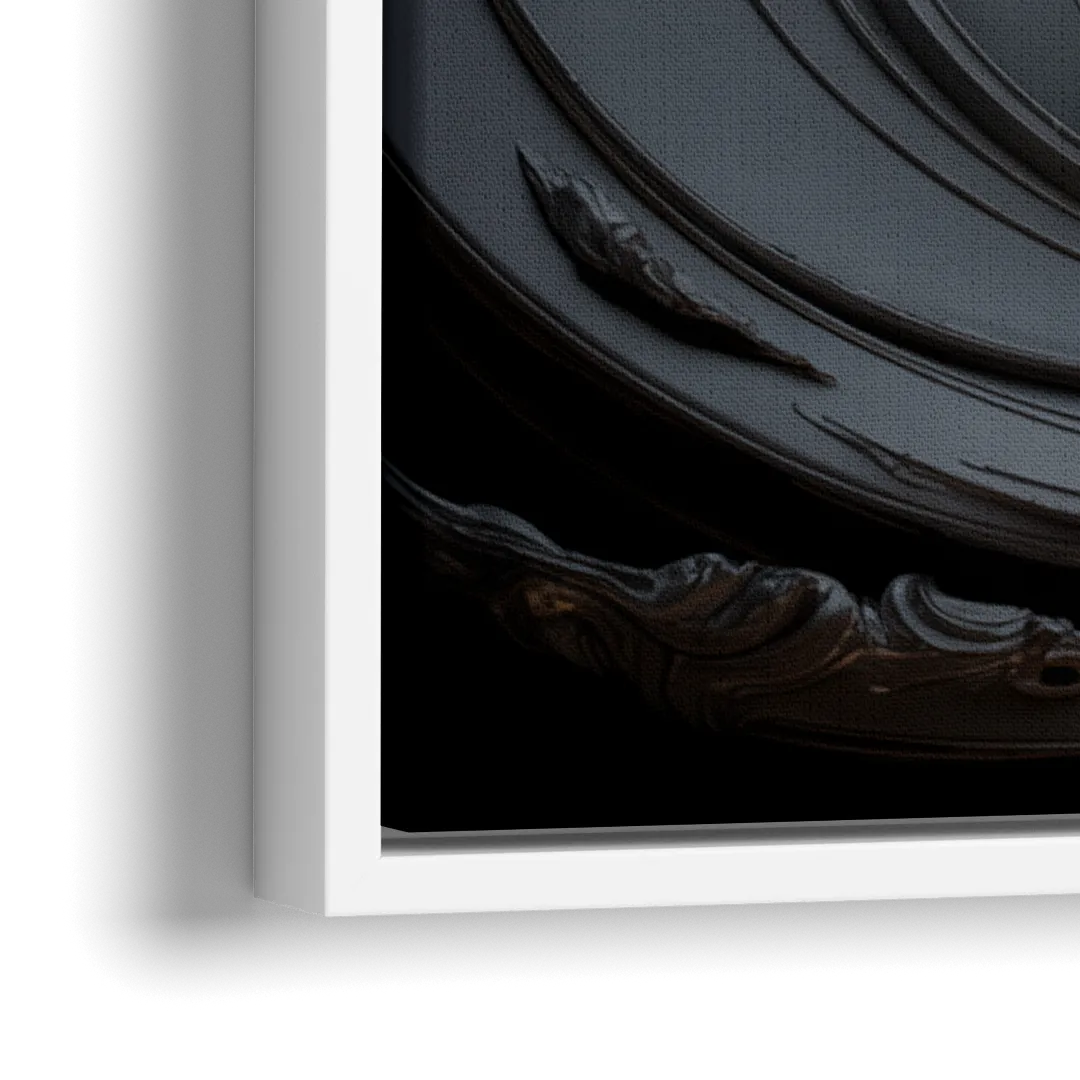 Elegance in Motion Black Abstract - Close-Up White Frame Canvas