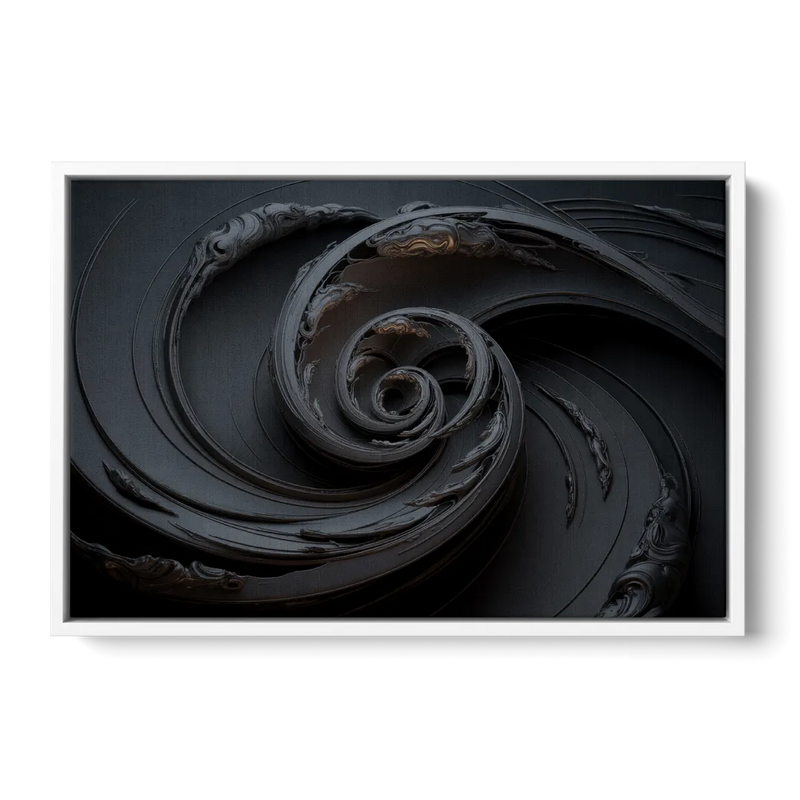 Elegance in Motion Black Abstract Front - White Canvas Wall Art