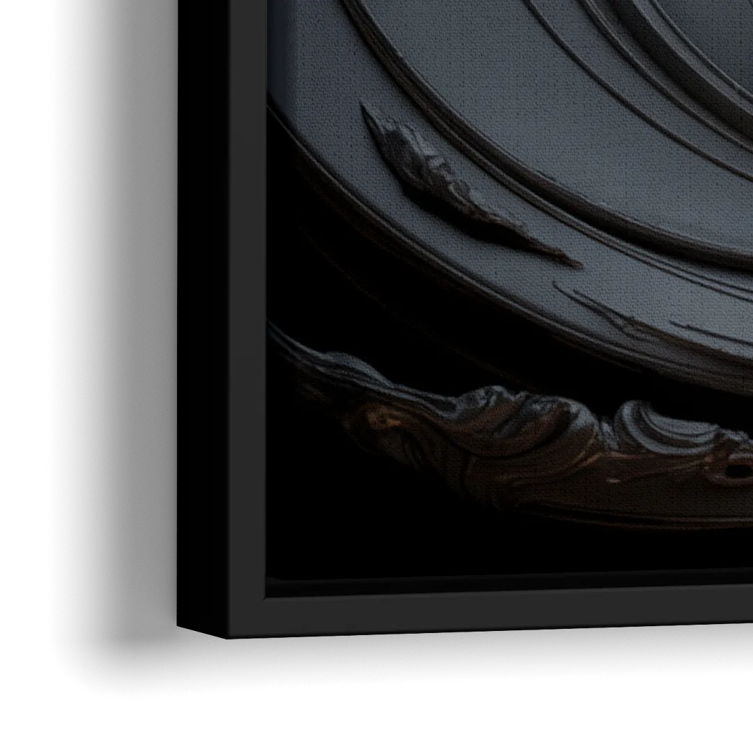 Elegance in Motion Black Abstract - Close-Up Black Frame Canvas