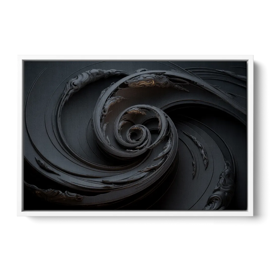 Elegance in Motion Black Abstract - White Frame Canvas