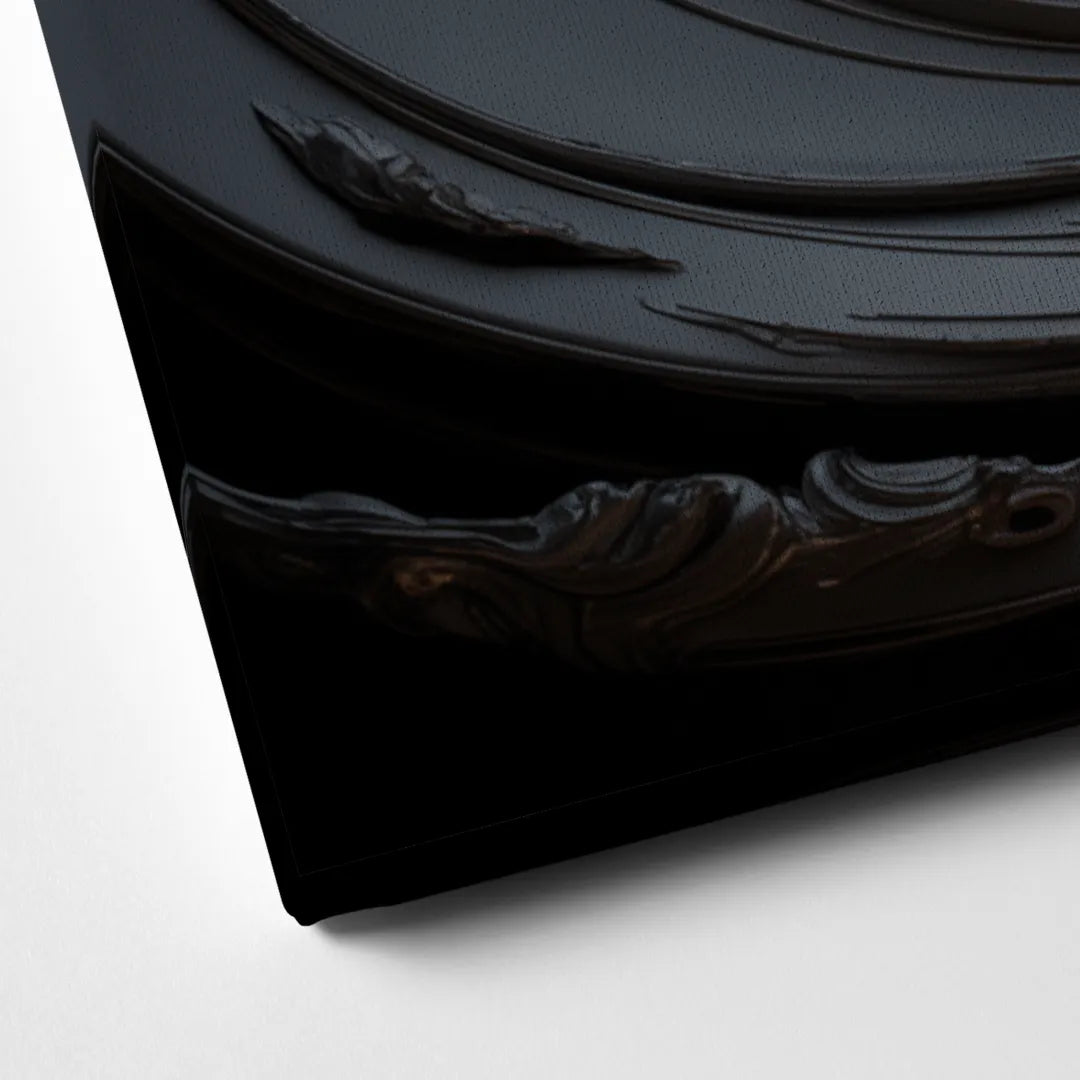 Elegance in Motion Black Abstract Canvas Close Up