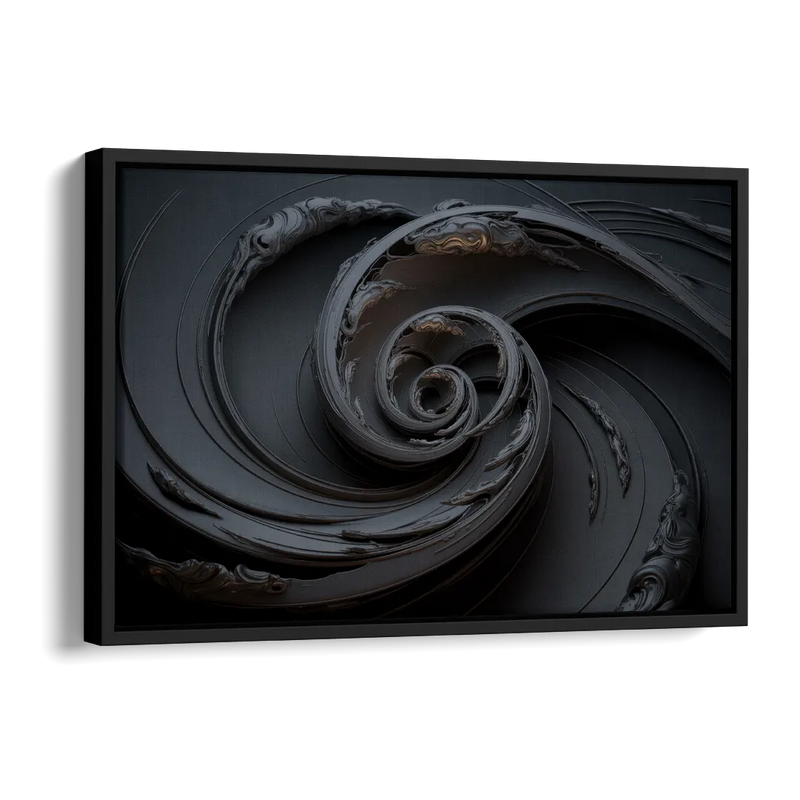 Elegance in Motion Black Abstract Side - Black Canvas Wall Art